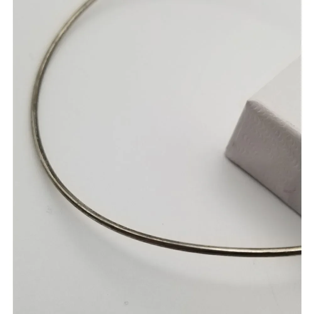 Midnight silver tone slick bracelet slider bangle. B711